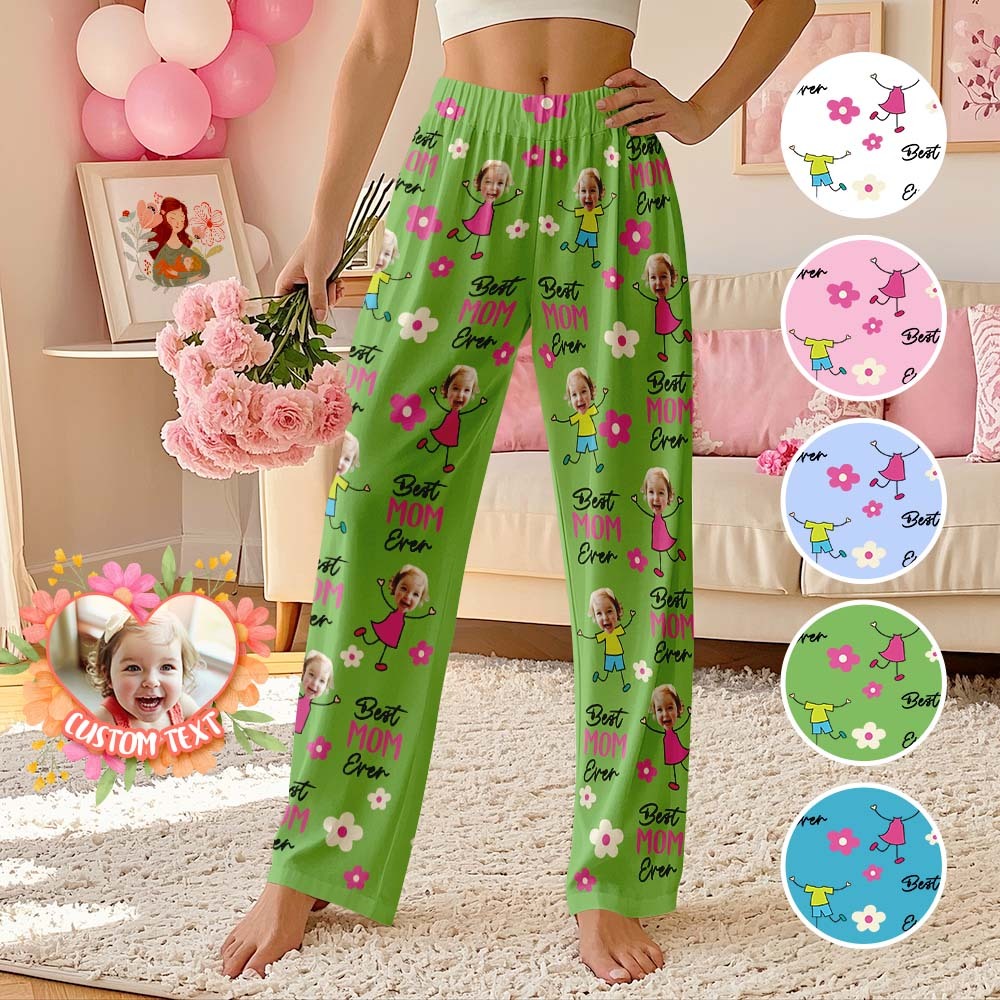Custom Best Mom Ever Pajama Pants Custom Kid Face Pajama Pants Mother's Day Gift Birthday Gift  Lovely Gift - MyFaceUnderwearAU