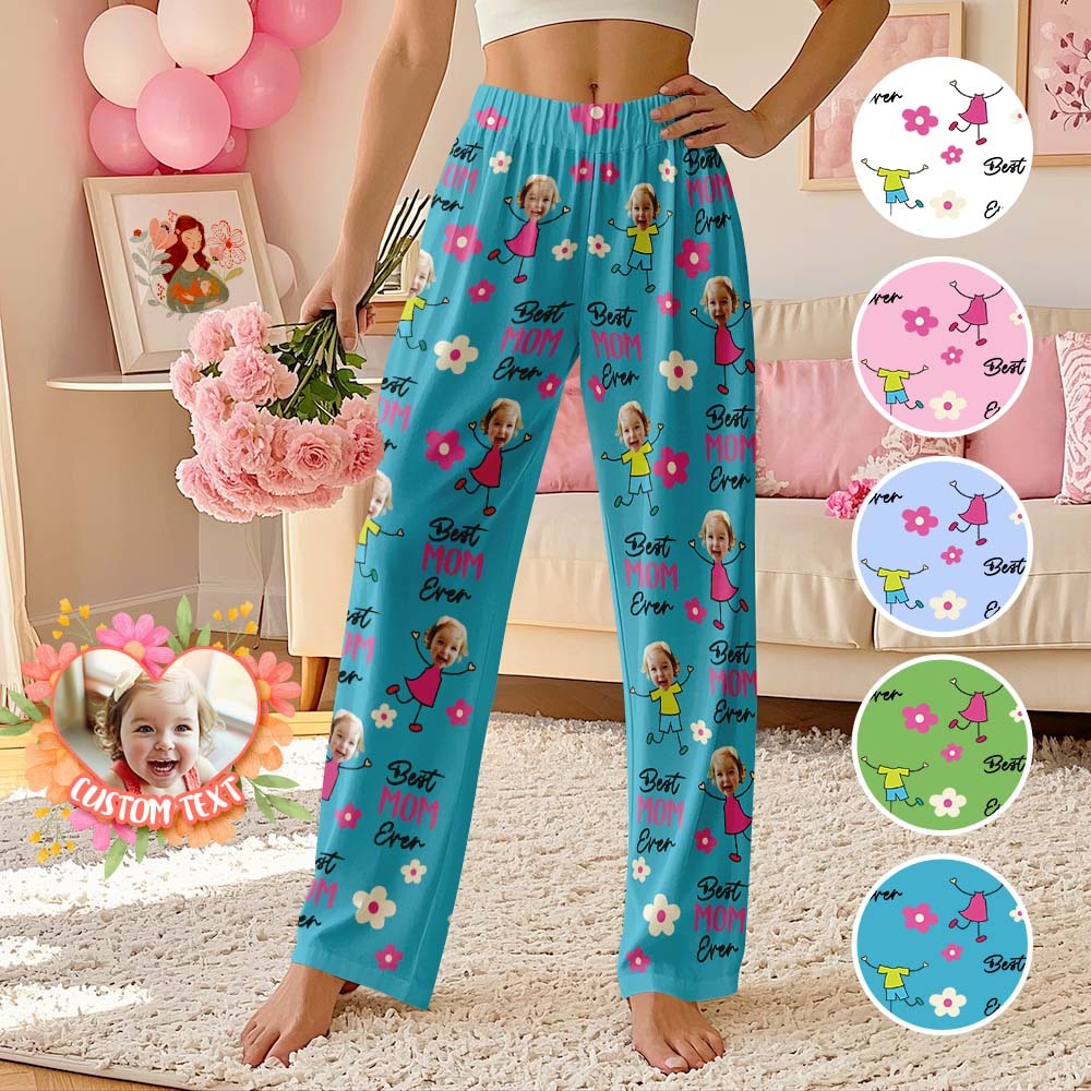 Custom Best Mom Ever Pajama Pants Custom Kid Face Pajama Pants Mother's Day Gift Birthday Gift  Lovely Gift - MyFaceUnderwearAU