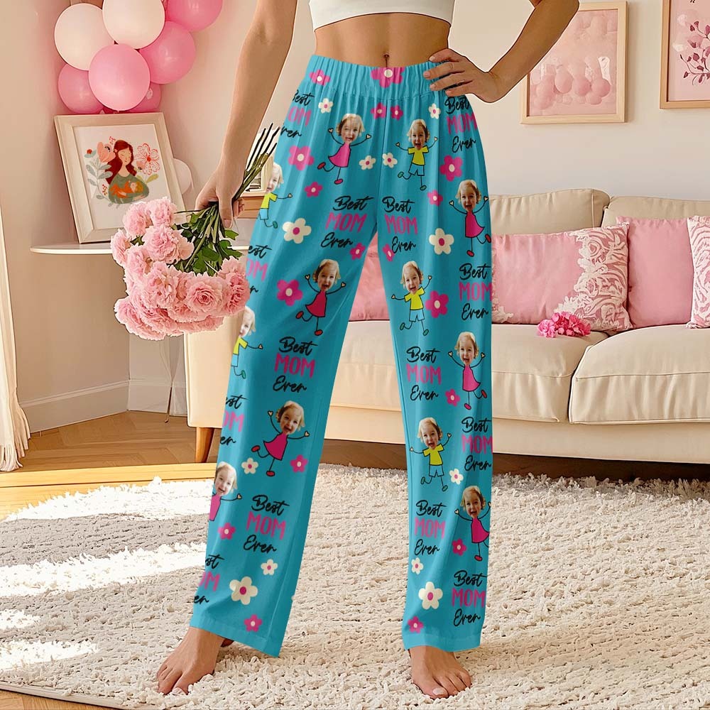 Custom Best Mom Ever Pajama Pants Custom Kid Face Pajama Pants Mother's Day Gift Birthday Gift  Lovely Gift - MyFaceUnderwearAU