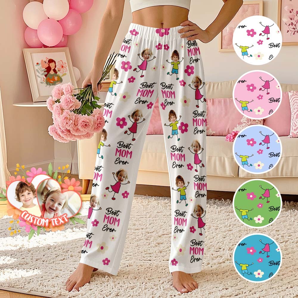 Custom Best Mom Ever Pajama Pants Custom Kid Face Pajama Pants Mother's Day Gift Birthday Gift  Lovely Gift - MyFaceUnderwearAU