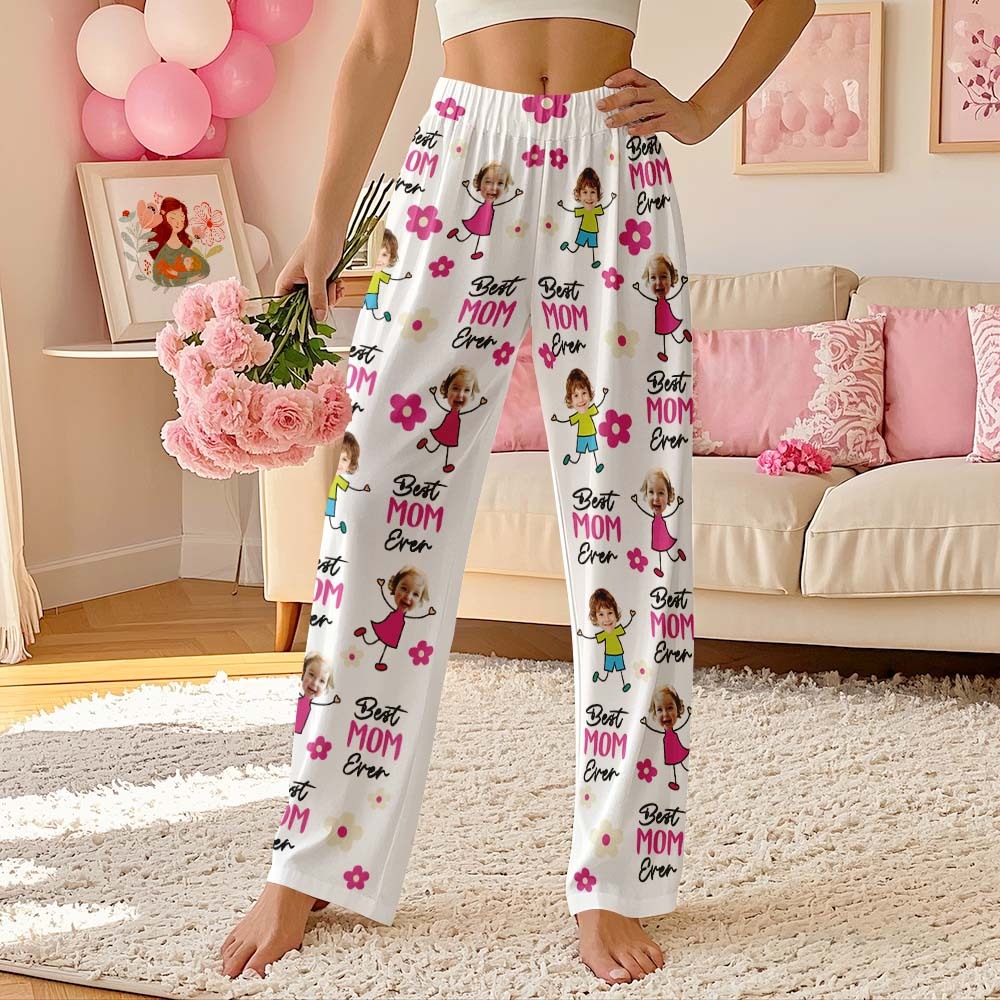 Custom Best Mom Ever Pajama Pants Custom Kid Face Pajama Pants Mother's Day Gift Birthday Gift  Lovely Gift - MyFaceUnderwearAU