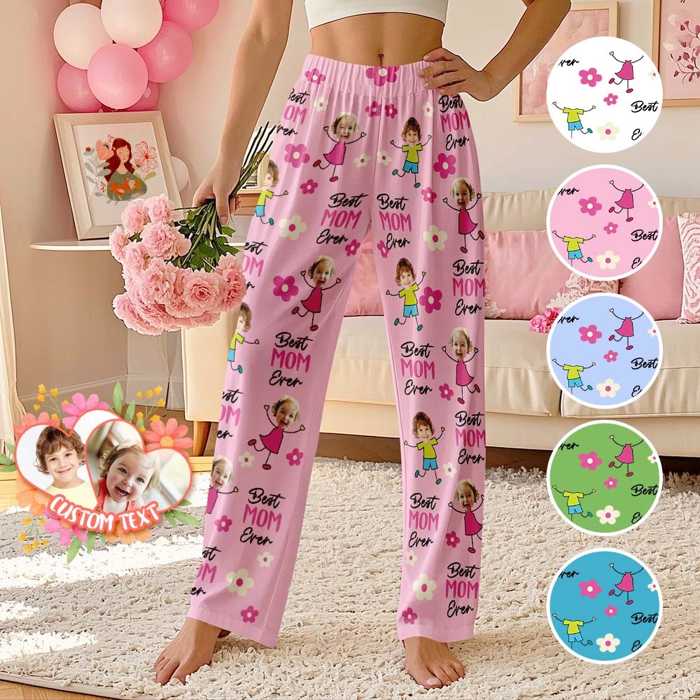 Custom Best Mom Ever Pajama Pants Custom Kid Face Pajama Pants Mother's Day Gift Birthday Gift  Lovely Gift - MyFaceUnderwearAU