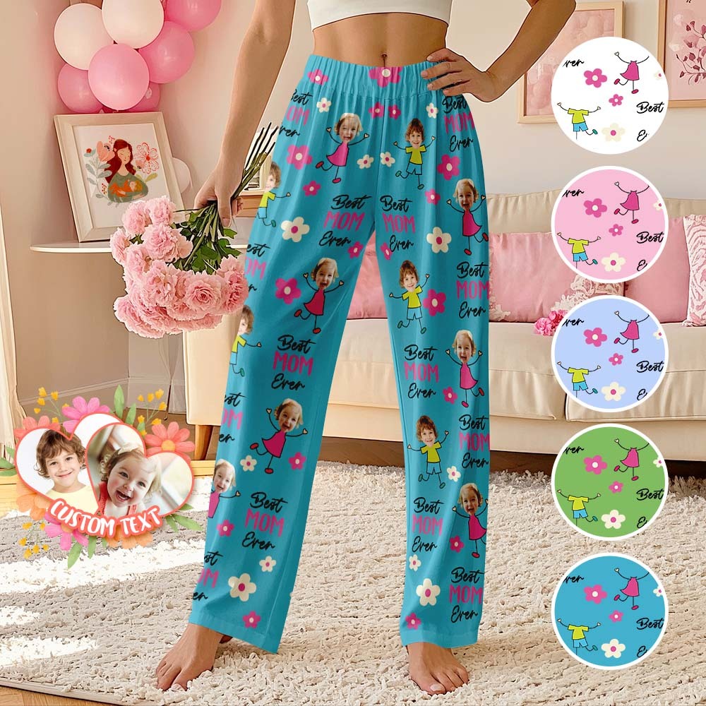 Custom Best Mom Ever Pajama Pants Custom Kid Face Pajama Pants Mother's Day Gift Birthday Gift  Lovely Gift - MyFaceUnderwearAU