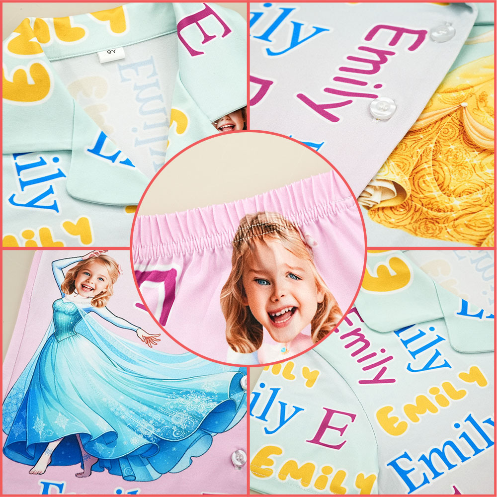 Custom Face Short Sleeve Pajamas Ice Princess Pajamas For Girl - MyFaceUnderwearAU