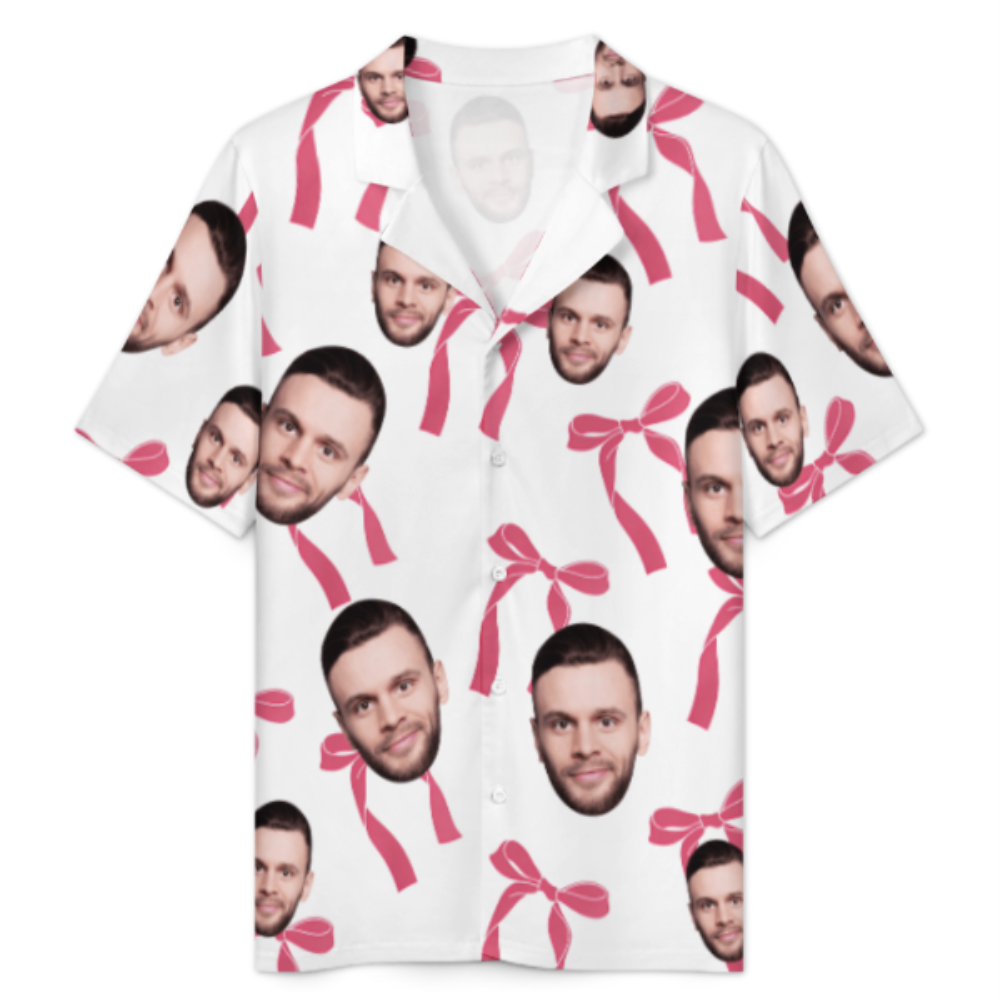 Custom Face Short Sleeve Pajamas Custom Bow Couple Gift Photo Pajamas Suit - MyFaceUnderwearAU