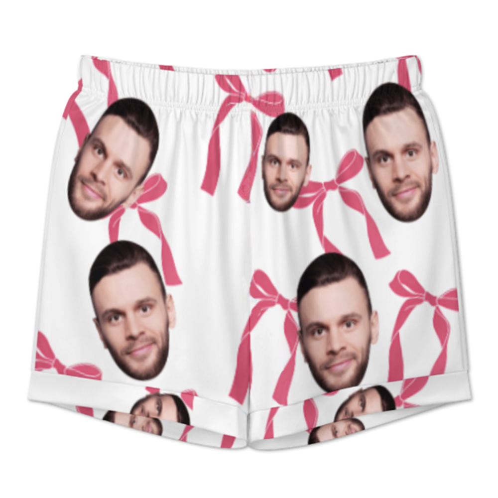 Custom Face Short Sleeve Pajamas Custom Bow Couple Gift Photo Pajamas Suit - MyFaceUnderwearAU
