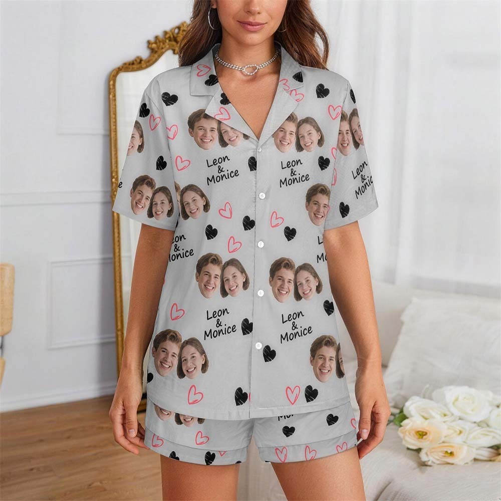 Custom Short Pajamas with Face and Name,Customized Pajama Set For Men/Women,Personalised Short Sleeve Family Pajama Set,Birthday/Party Gifts - MyFaceUnderwearAU