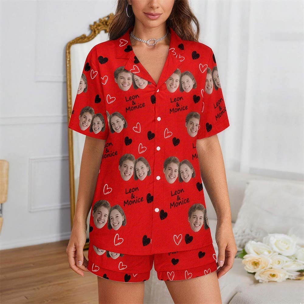 Custom Short Pajamas with Face and Name,Customized Pajama Set For Men/Women,Personalised Short Sleeve Family Pajama Set,Birthday/Party Gifts - MyFaceUnderwearAU