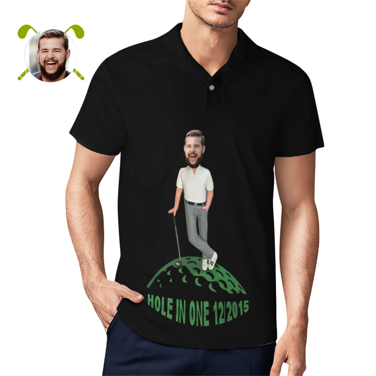 Custom Face Polo Shirt For Men Hole In One Golf Polo Shirt Gift For Golfer
