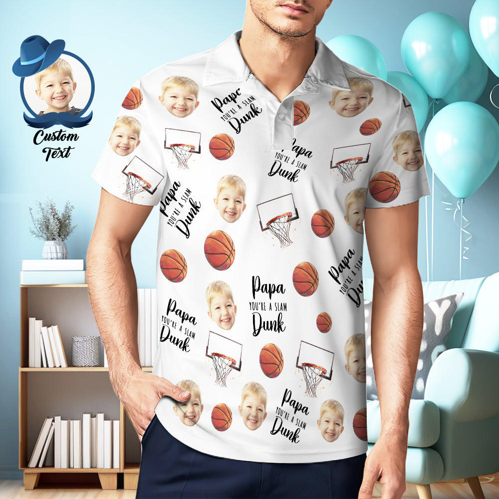 Dad, You're A Slam Dunk - Personalized Photo Polo Shirt