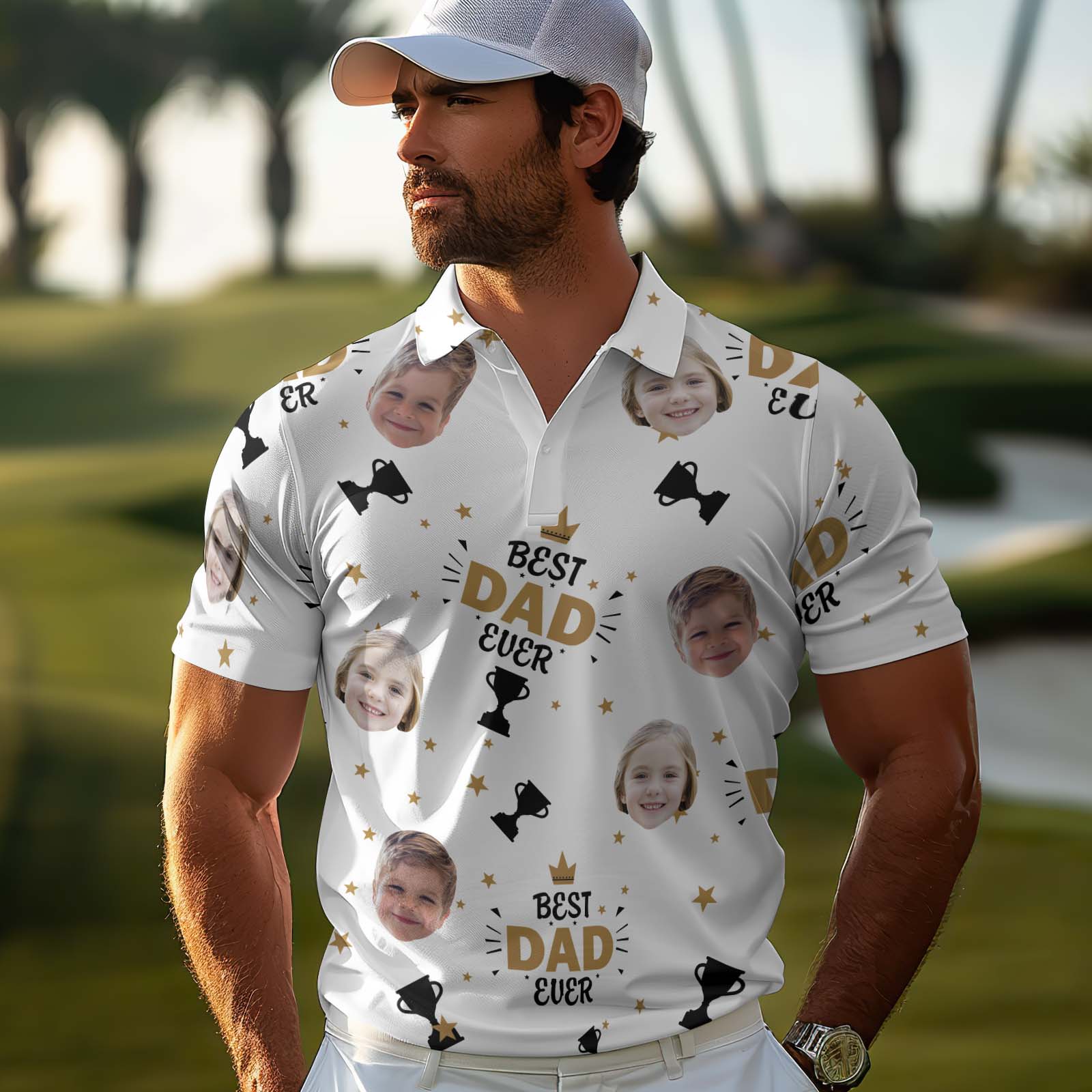 Best Dad Ever - Personalized Photo Polo Shirt