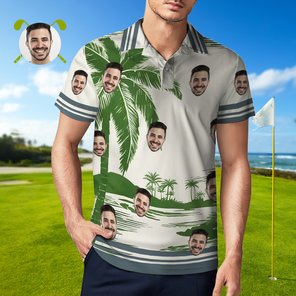 Custom Face Polo Shirts for Men Personalized Men's Polo Shirts Logo Shirts Birthday Vacation Gift for Him Dad