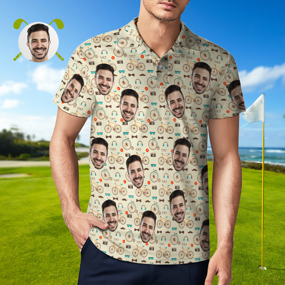 Custom Mens Face Hawaiian Polo Shirt Beard and Tie Polo Shirt