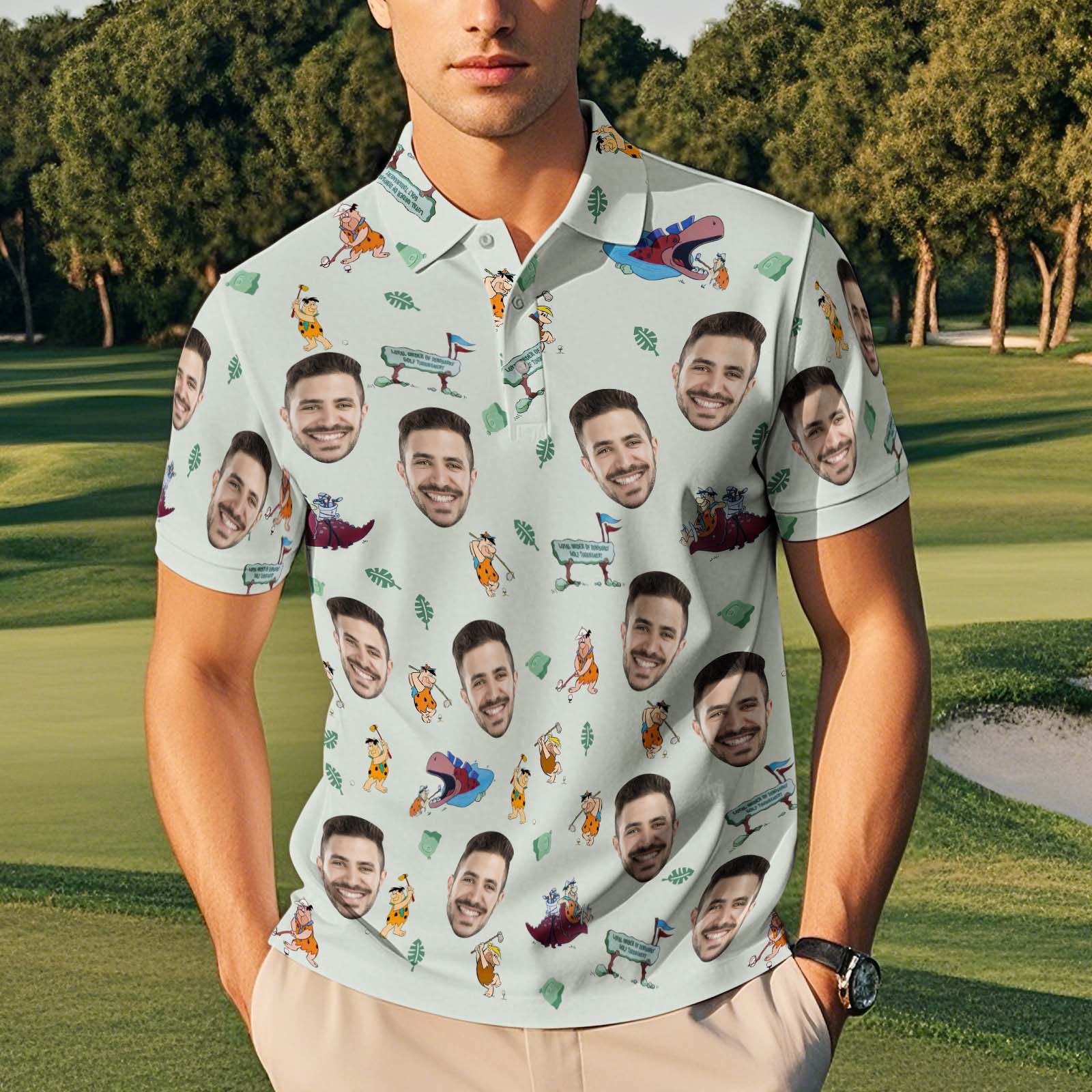 Custom Face Polo Shirt Playing Golf Pattern Polo Shirt For Men