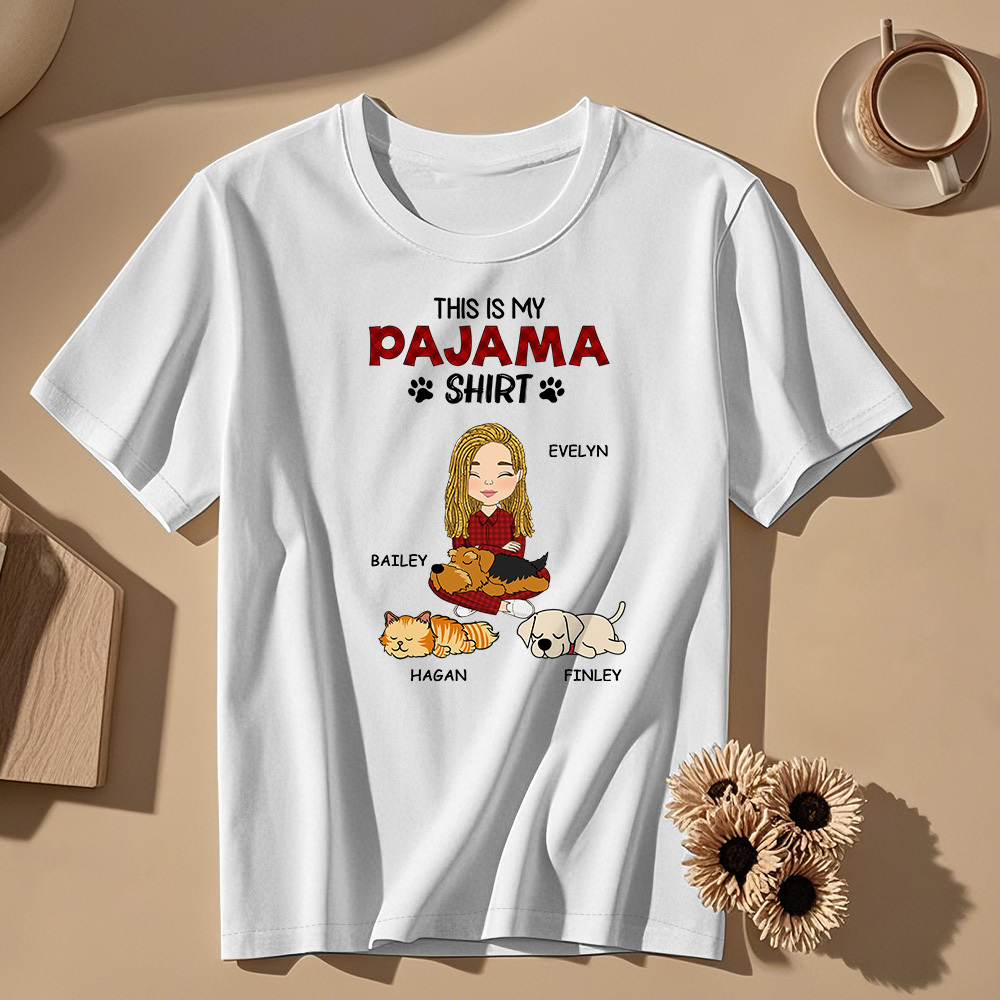 Custom Name Cartoon Sleeping Pet T-shirt Personalized Unisex T-Shirt Mothers Day Gift T-Shirt - MyFaceUnderwearAU