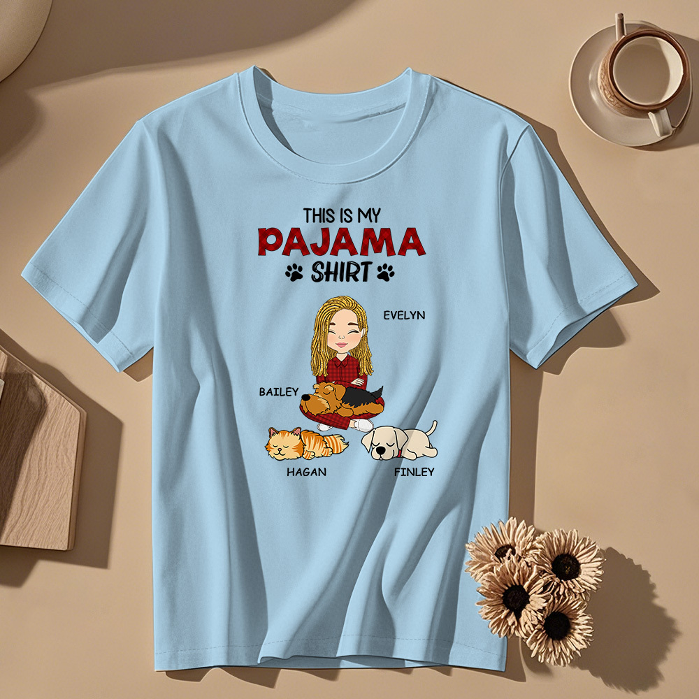 Custom Name Cartoon Sleeping Pet T-shirt Personalized Unisex T-Shirt Mothers Day Gift T-Shirt - MyFaceUnderwearAU