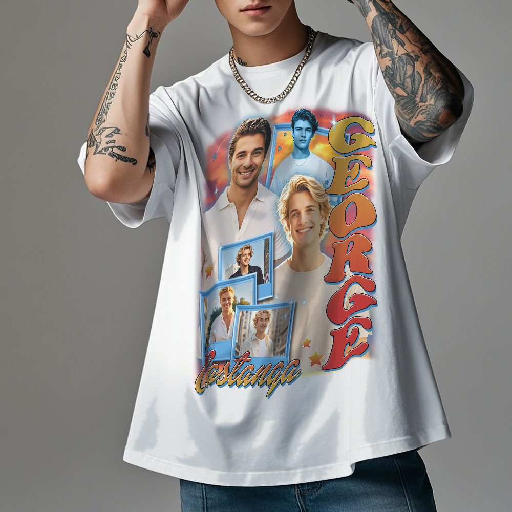 Custom Vintage Photo Tee Personalized Retro T-Shirts for Gift 90s Vintage - MyFaceUnderwearAU