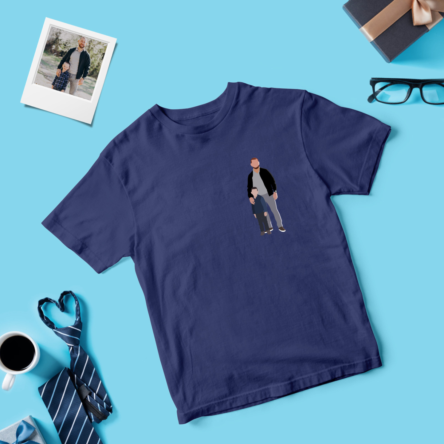 Personalized Father Shirt Photo T-Shirt Custom Father's Day Big And Small Head Funny T-Shirt - MyFaceUnderwearAU