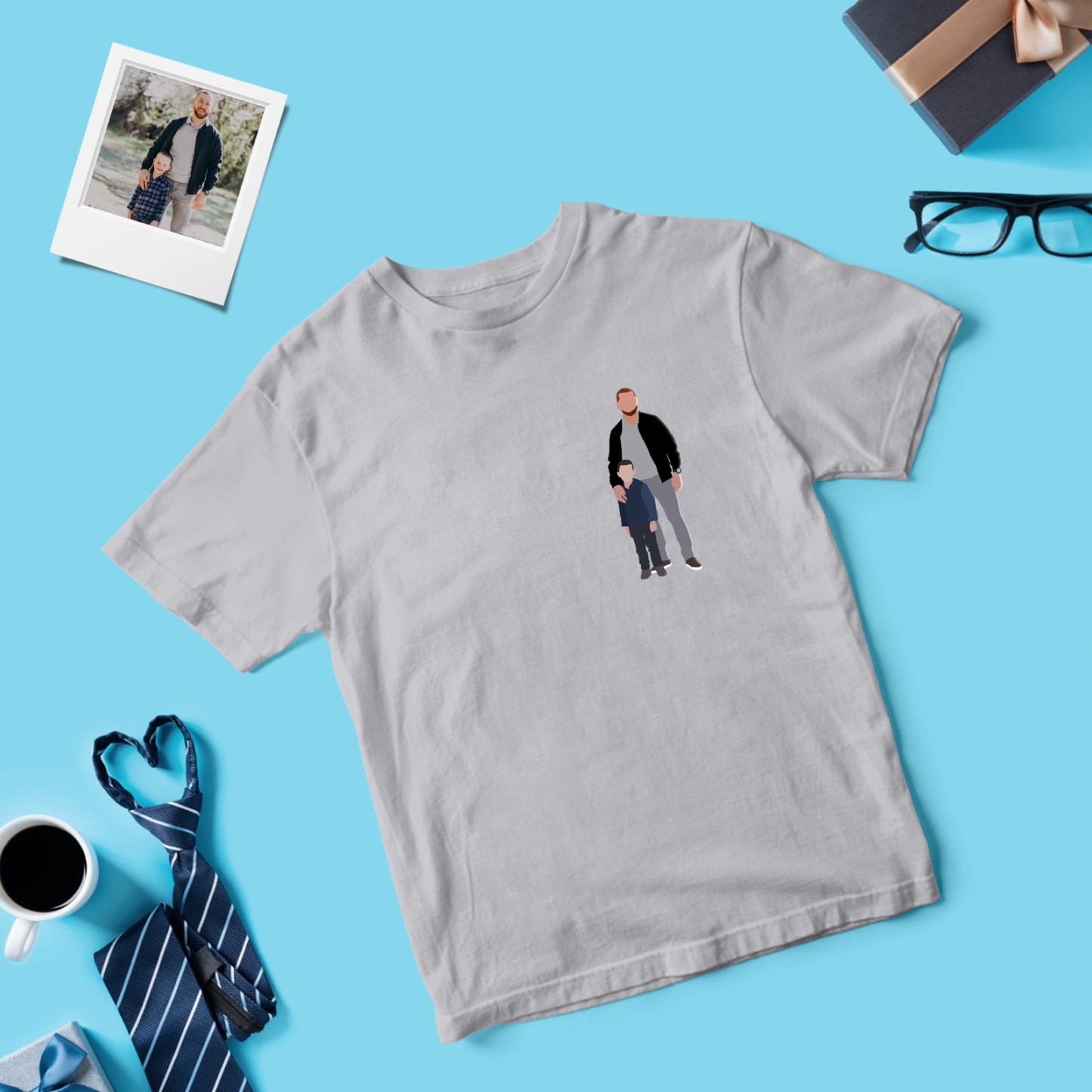 Personalized Father Shirt Photo T-Shirt Custom Father's Day Big And Small Head Funny T-Shirt - MyFaceUnderwearAU