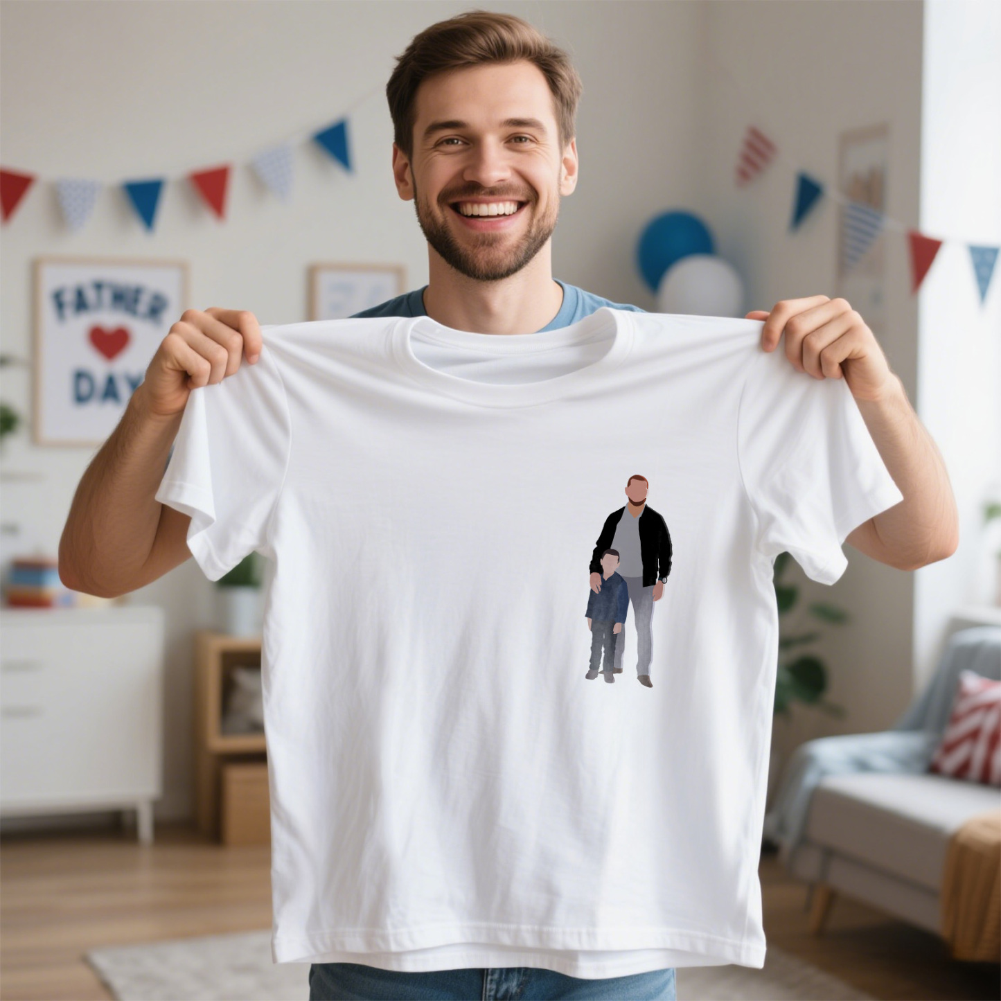 Personalized Father Shirt Photo T-Shirt Custom Father's Day Big And Small Head Funny T-Shirt - MyFaceUnderwearAU