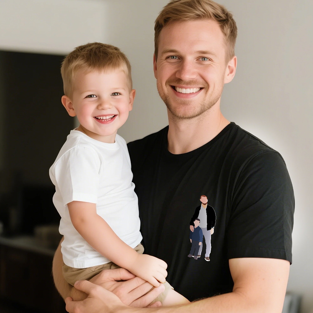 Personalized Father Shirt Photo T-Shirt Custom Father's Day Big And Small Head Funny T-Shirt - MyFaceUnderwearAU