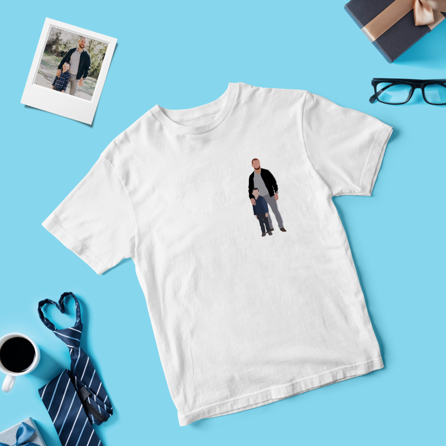 Personalized Father Shirt Photo T-Shirt Custom Father's Day Big And Small Head Funny T-Shirt - MyFaceUnderwearAU