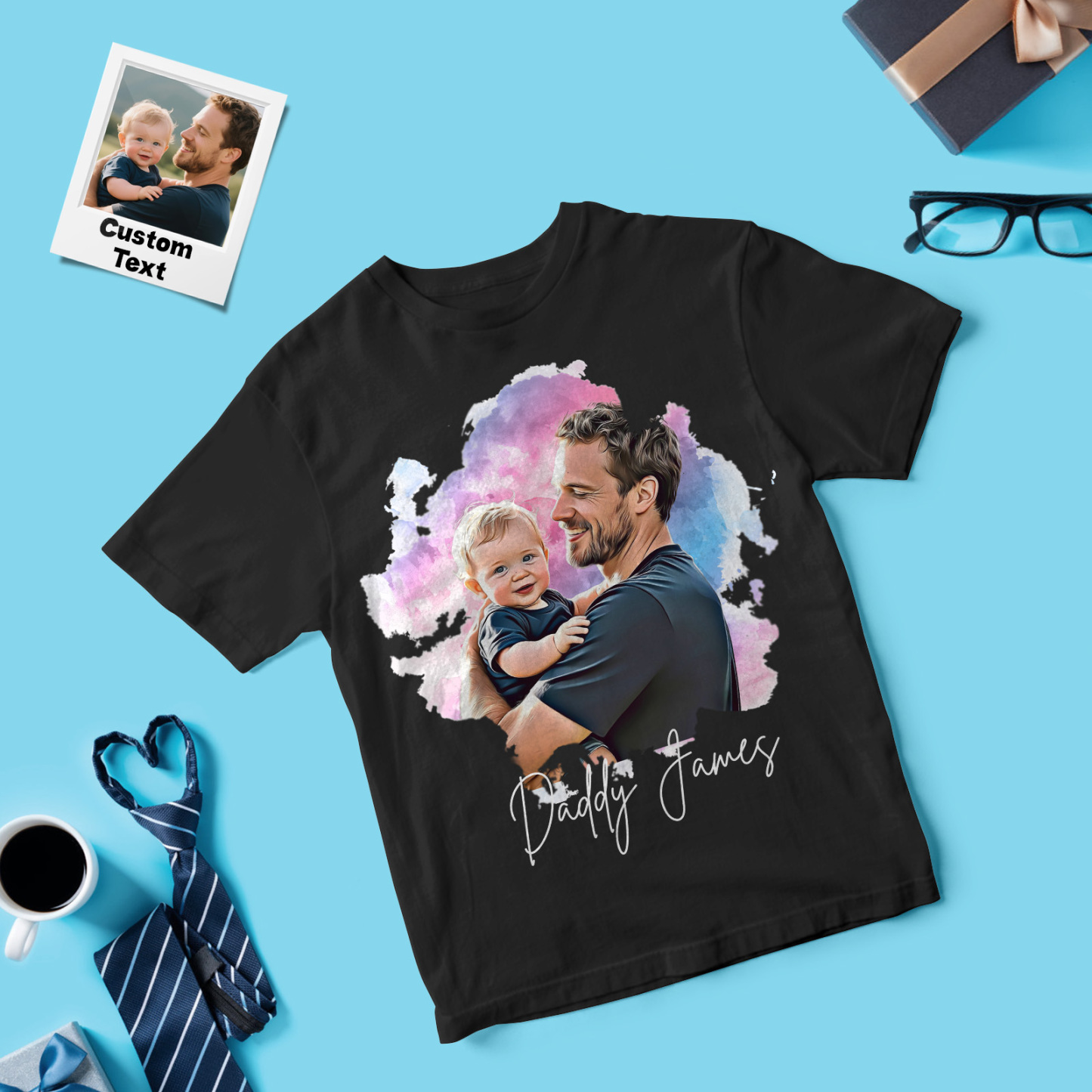 Personalized Father Shirt Photo T-Shirt Custom Father's Day Big And Small Head Funny T-Shirt - MyFaceUnderwearAU