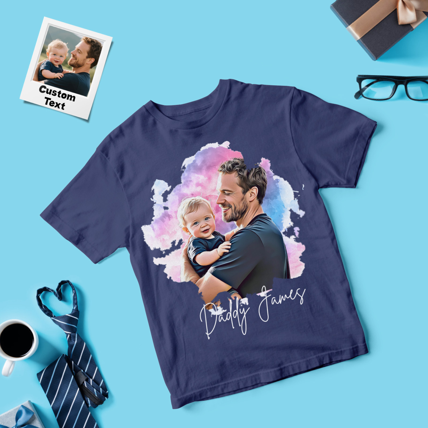 Personalized Father Shirt Photo T-Shirt Custom Father's Day Big And Small Head Funny T-Shirt - MyFaceUnderwearAU