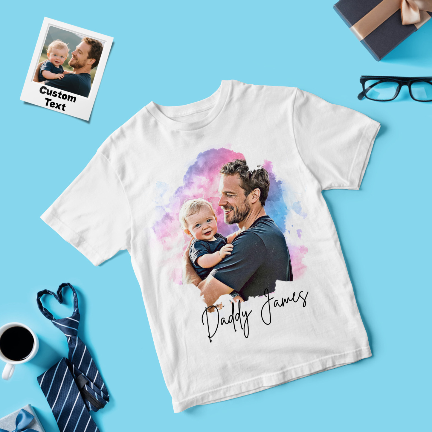 Personalized Father Shirt Photo T-Shirt Custom Father's Day Big And Small Head Funny T-Shirt - MyFaceUnderwearAU
