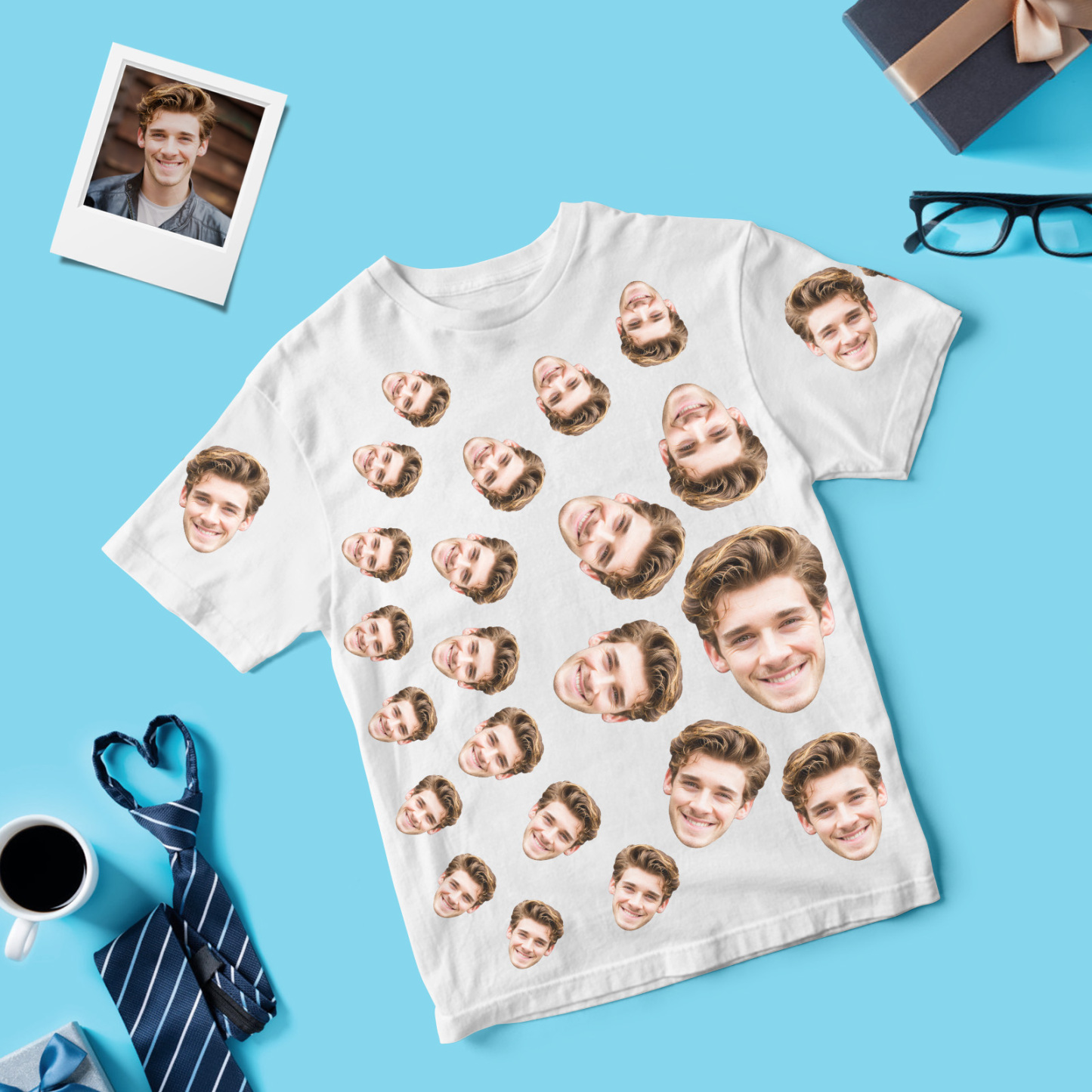Personalized Father Shirt Photo T-Shirt Custom Father's Day Big And Small Head Funny T-Shirt - MyFaceUnderwearAU