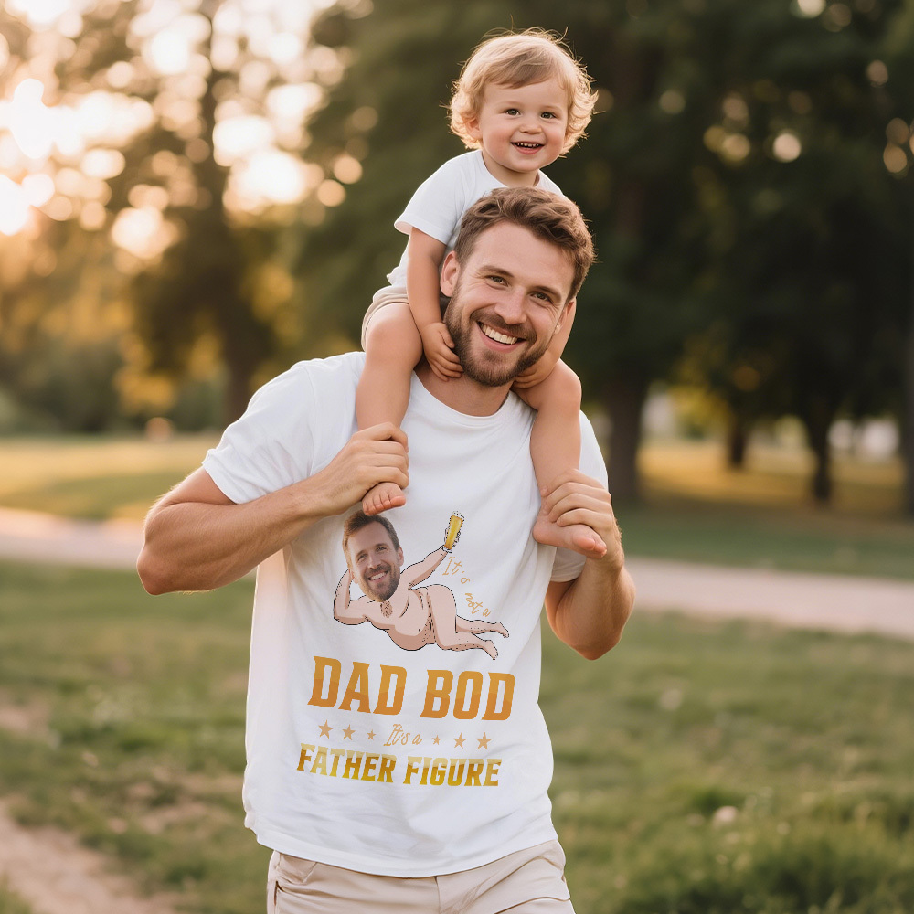 Personalized Father Shirt Photo T-Shirt Custom Father's Day Big And Small Head Funny T-Shirt - MyFaceUnderwearAU
