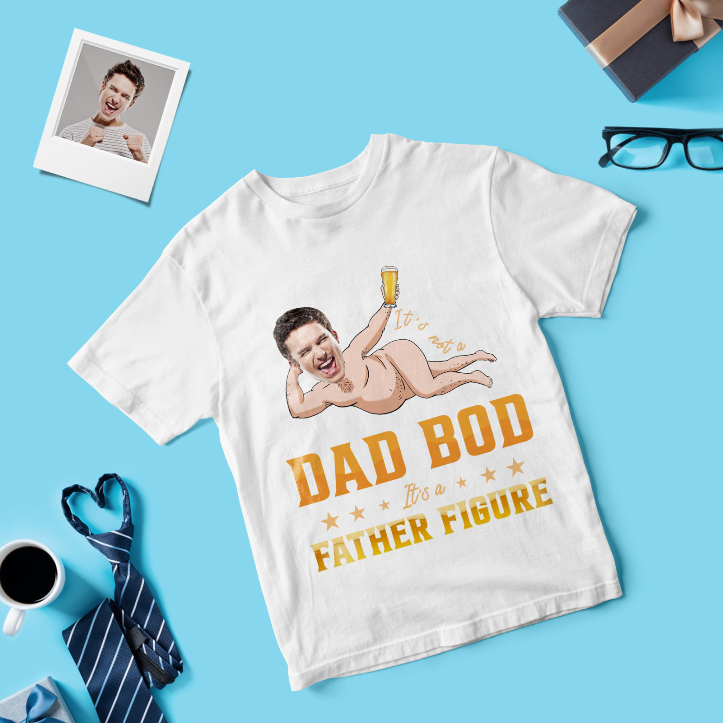 Personalized Father Shirt Photo T-Shirt Custom Father's Day Big And Small Head Funny T-Shirt - MyFaceUnderwearAU