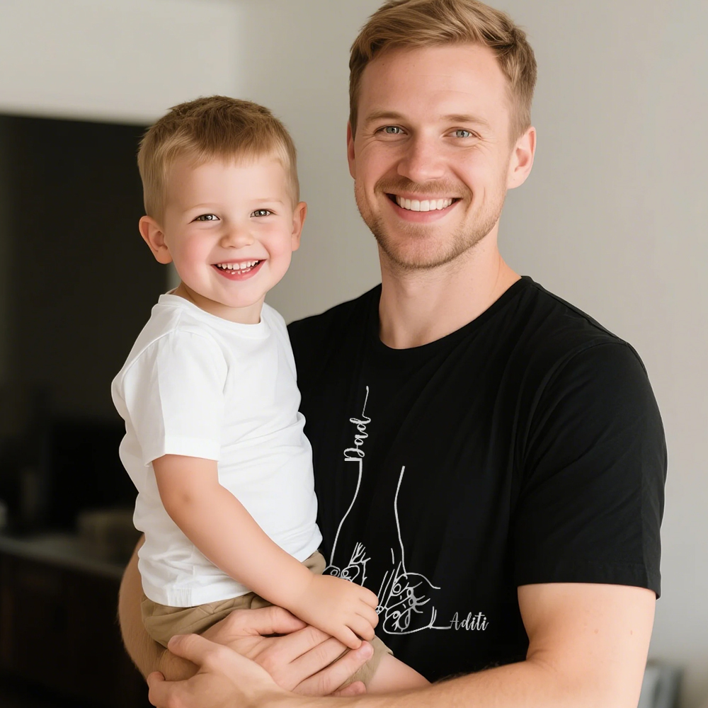 Personalized Dad Shirt With Kids Names Father's Day Shirt, Personalized Dad and Children Hands Shirt Gift for Husband - MyFaceUnderwearAU