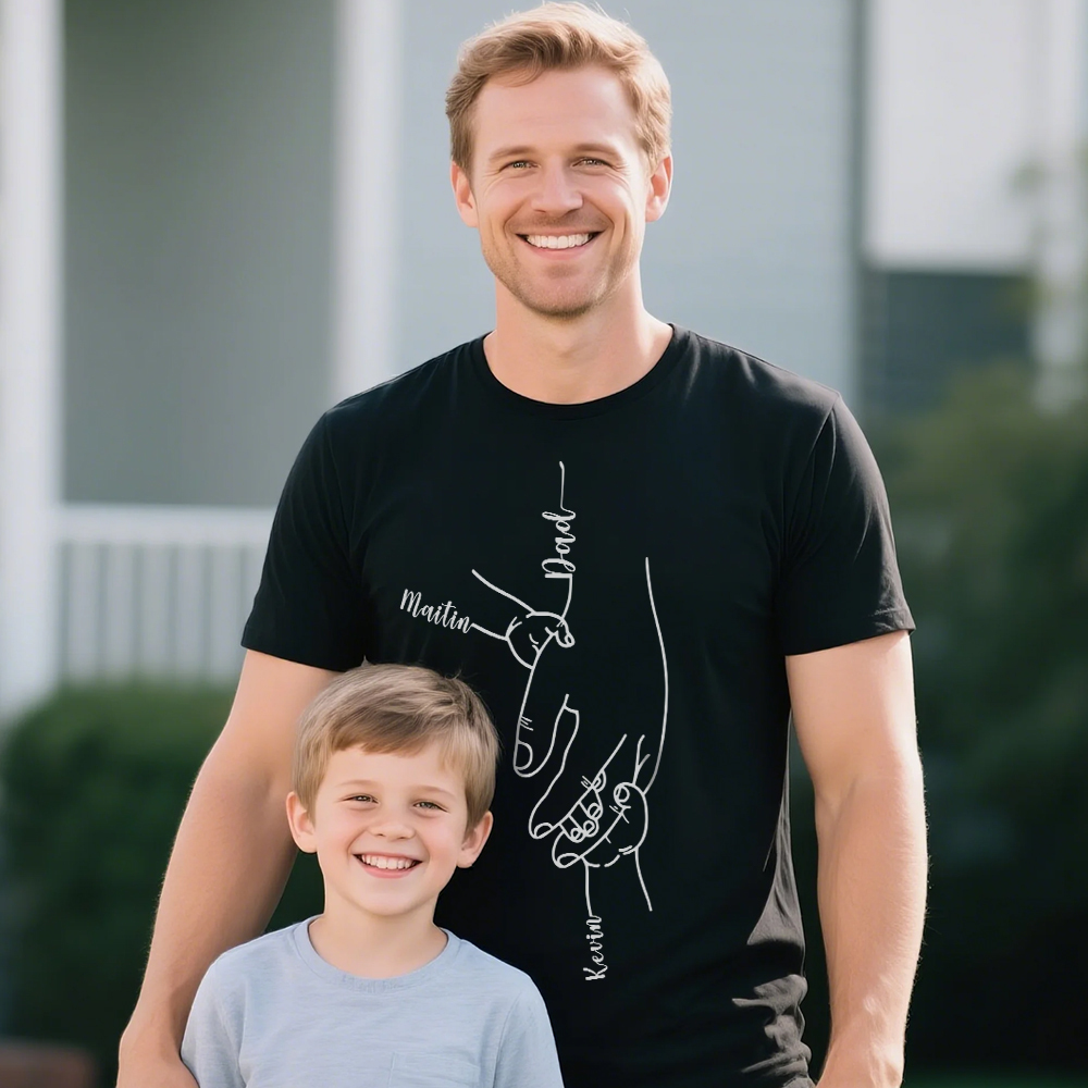 Personalized Dad Shirt With Kids Names Father's Day Shirt, Personalized Dad and Children Hands Shirt Gift for Husband - MyFaceUnderwearAU