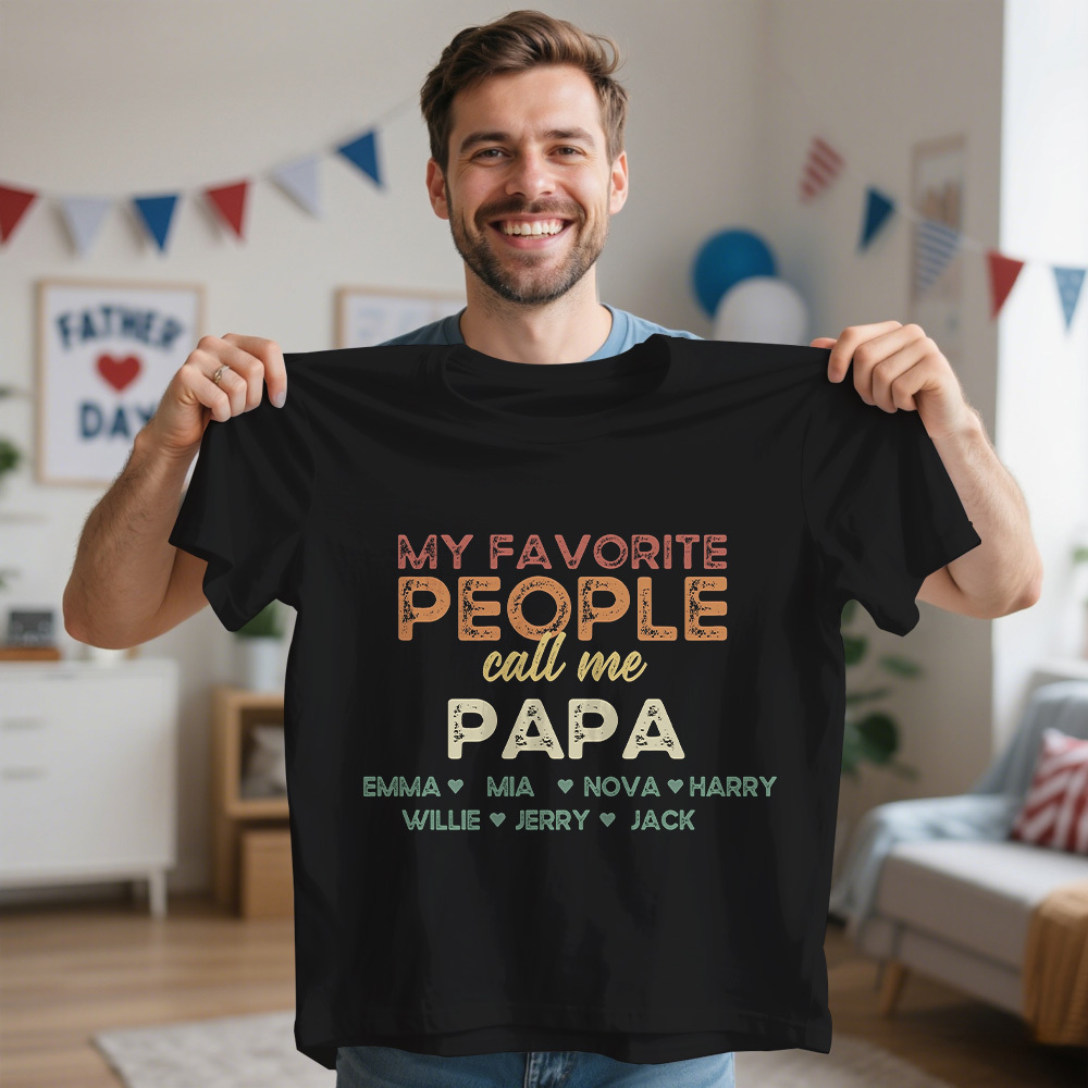 Father's Day Gifts Personalized Grandpa Shirt With Grandkids Names, Custom Grandpa Dad Gift