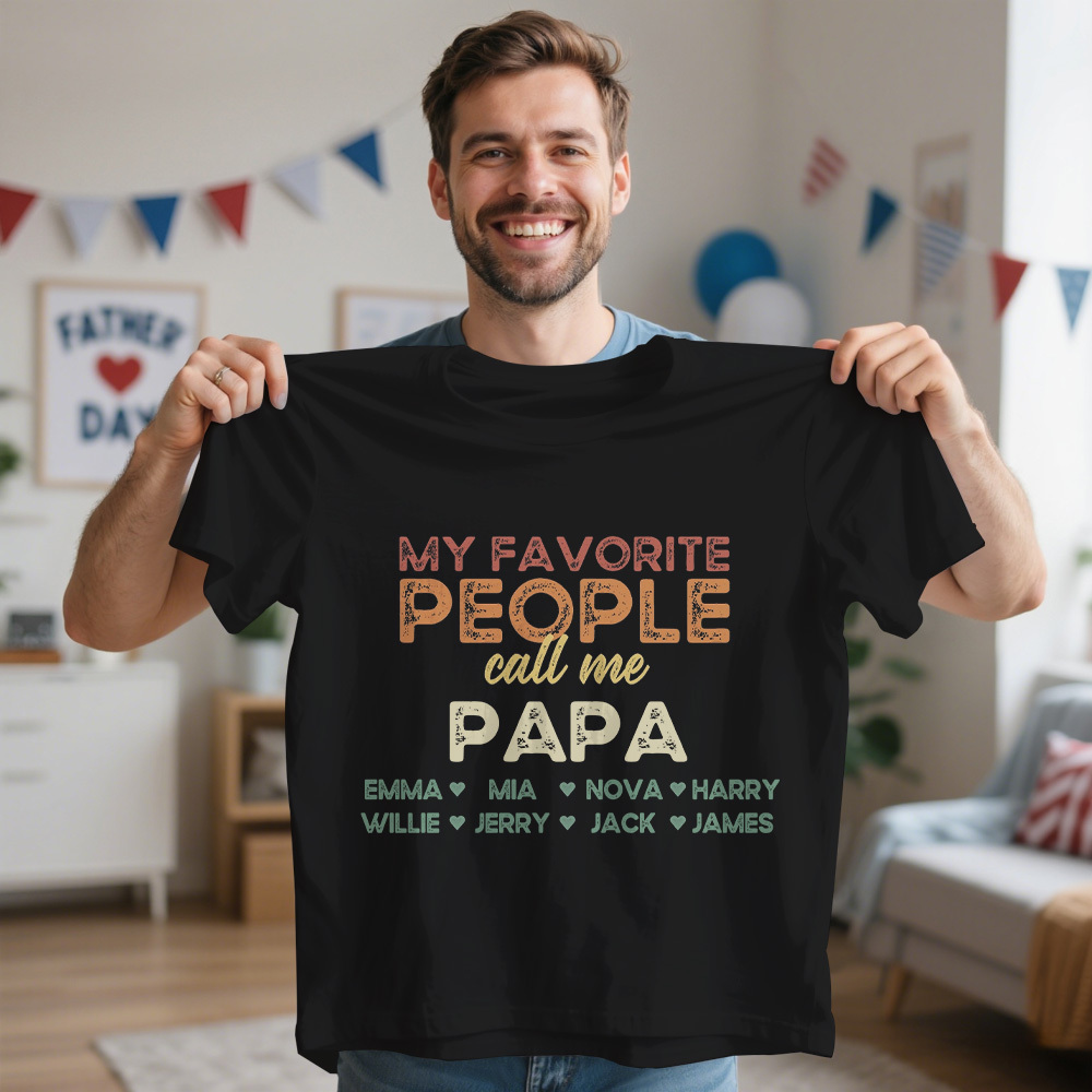 Father's Day Gifts Personalized Grandpa Shirt With Grandkids Names, Custom Grandpa Dad Gift
