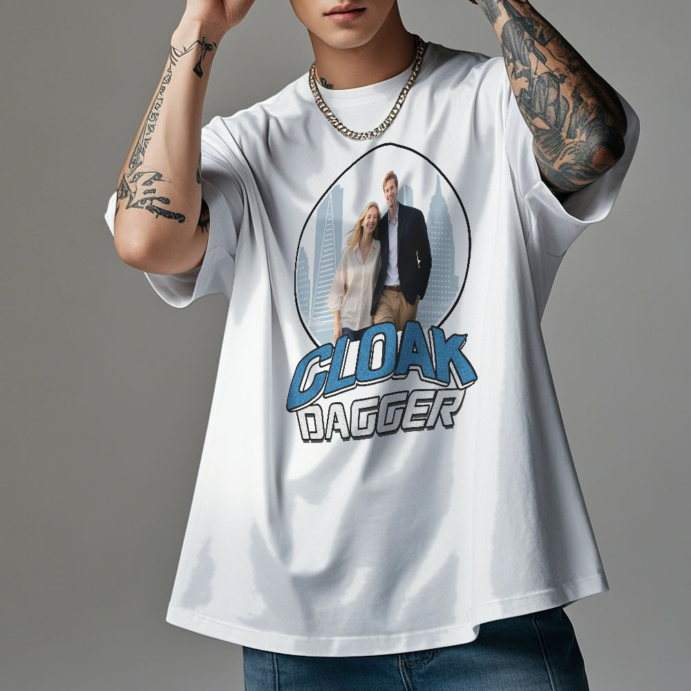 Custom Photo Vintage T-Shirt Cloak And Dagger Personalized Face Shirt - MyFaceUnderwearAU