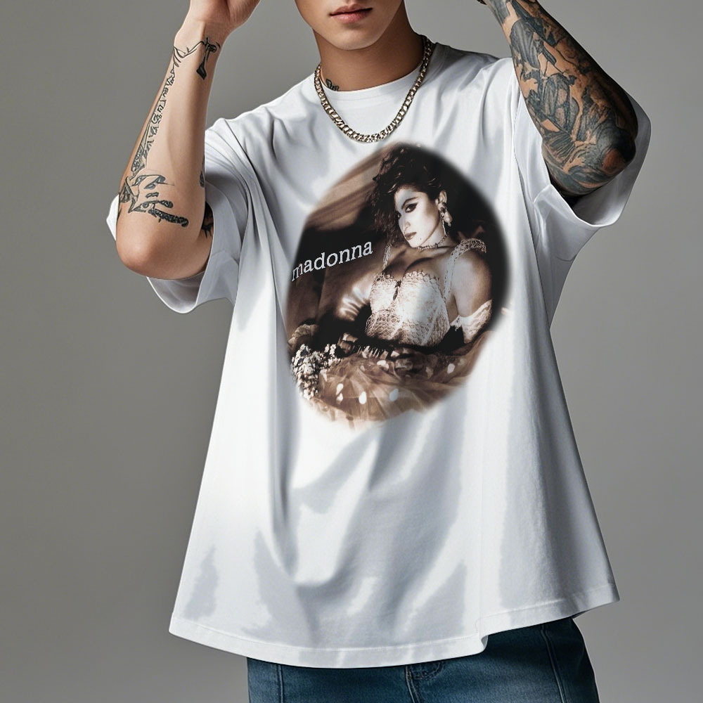 Custom Photo Vintage T-Shirt Madonna Personalized Face Shirt - MyFaceUnderwearAU