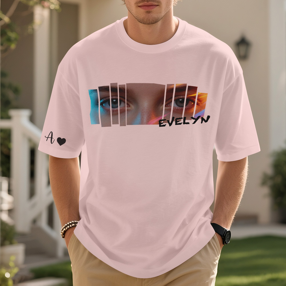 Custom Eyes Shirt Girlfriend Eyes Tee Personalized Photo and Name - MyFaceUnderwearAU