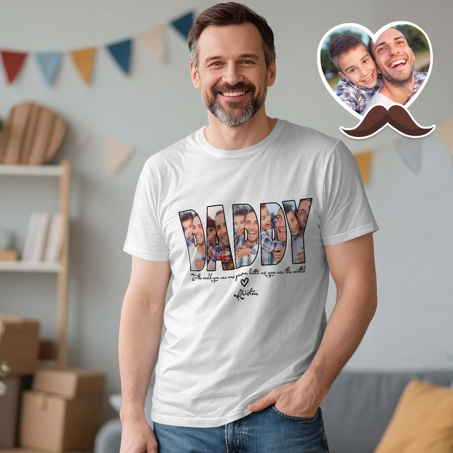 DADDY Photo Shirt,Custom Dad Shirt,Customized Father's Day Gift,Personalized Gift for Father,Printable Father Day Photo Shirt,Grandpa Dad Gift - MyFaceUnderwearAU
