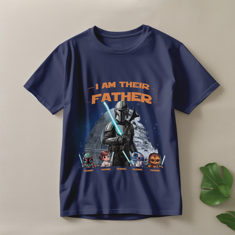 Father's Day Shirt with Kids Names, Space Dad Tee, Custom Star Wars Character T-Shirt