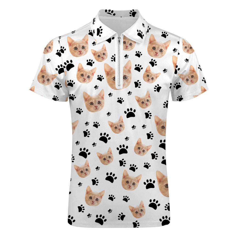 Custom Face Polo Shirt with Zipper Men's Polo Shirt for Pet Lovers - MyFaceUnderwearAU