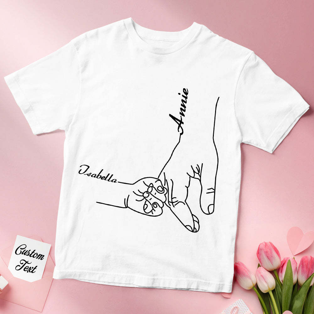 Personalised Mother's Day Shirt Kid Holds Hand of Mother Gift for Mother Grandma - MyFaceUnderwearAU
