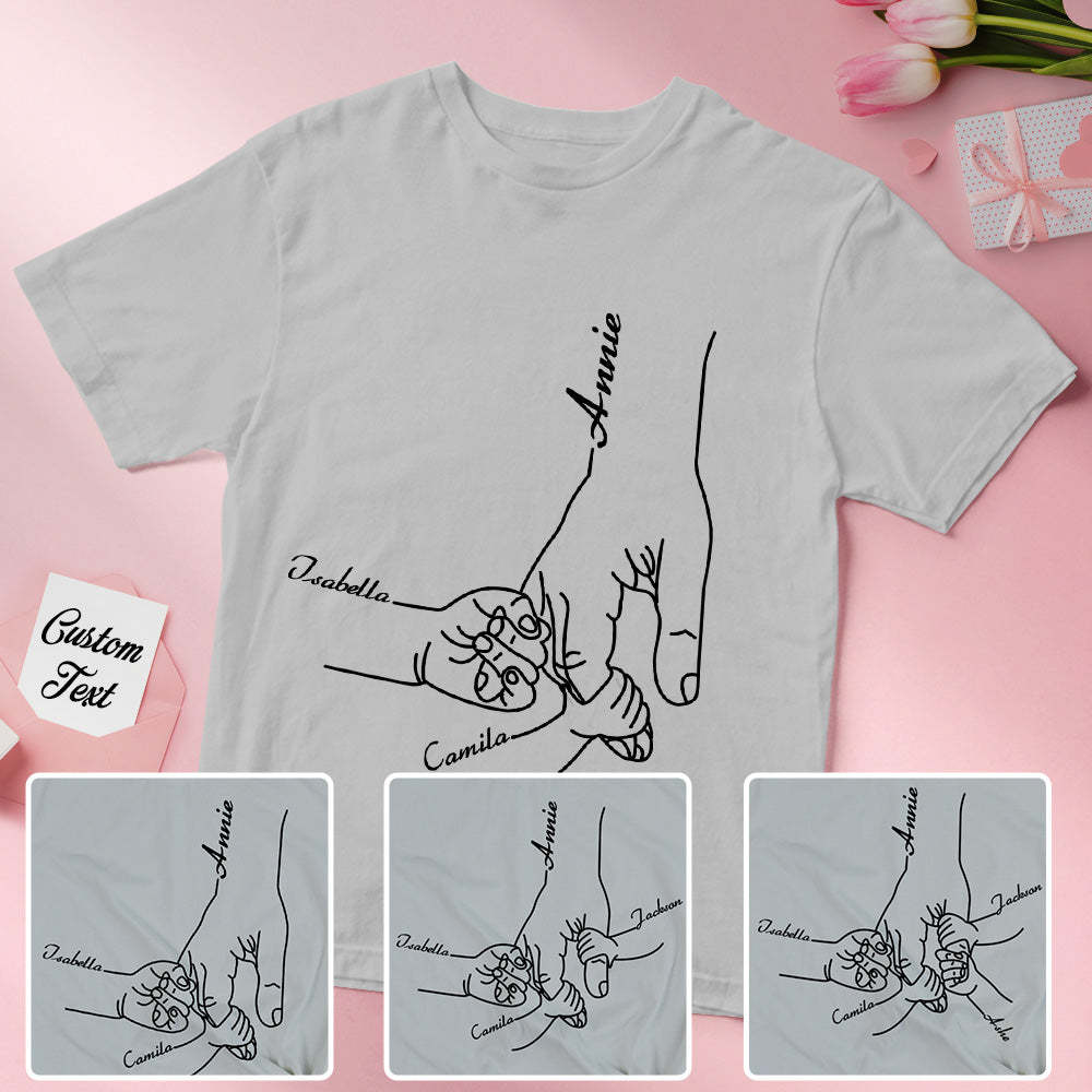 Personalised Mother's Day Shirt Kid Holds Hand of Mother Gift for Mother Grandma - MyFaceUnderwearAU