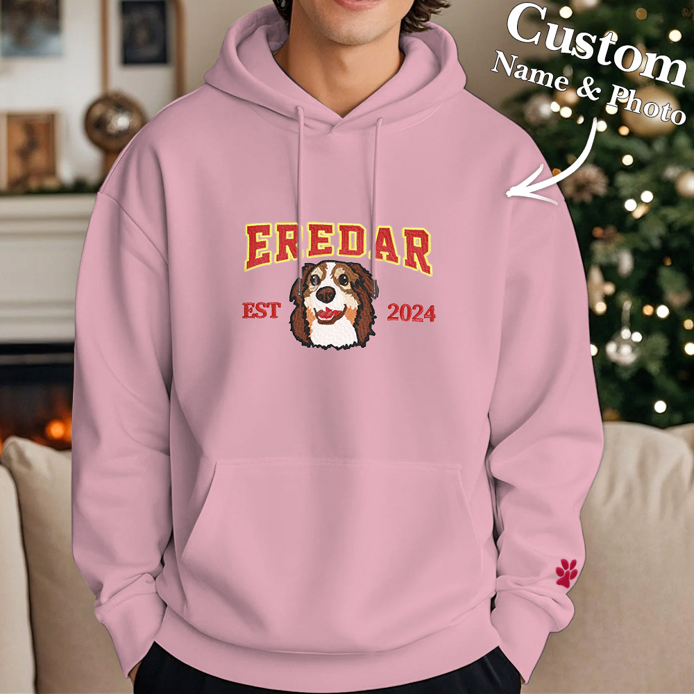 Custom Embroidered Sweatshirt With Pet Portrait Chrismas Gifts Embroidery Effect - MyFaceUnderwearAU
