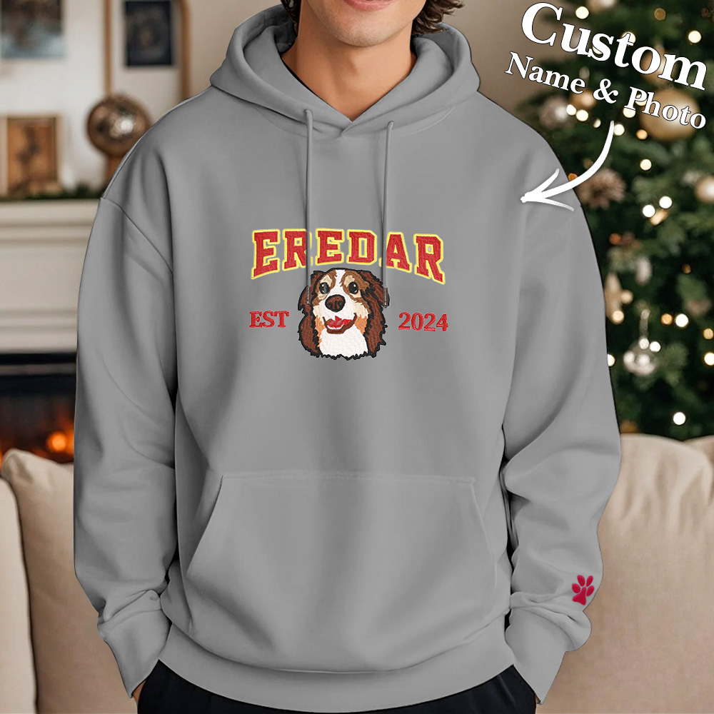 Custom Embroidered Sweatshirt With Pet Portrait Chrismas Gifts Embroidery Effect - MyFaceUnderwearAU