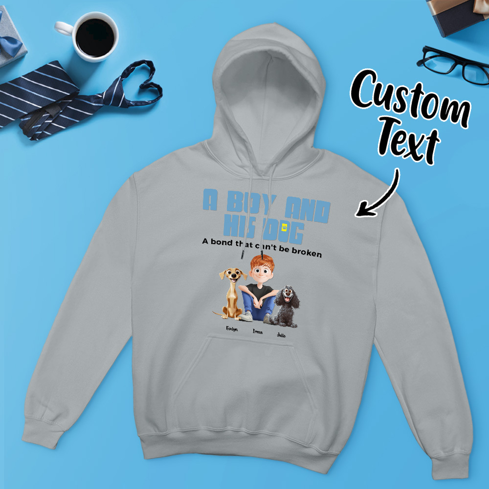 A Manand His Dogs - Personalized Cartoon Hoodie Meaningful Name Father's Day Sweatshirt - MyFaceUnderwearAU