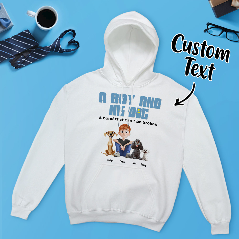 A Manand His Dogs - Personalized Cartoon Hoodie Meaningful Name Father's Day Sweatshirt - MyFaceUnderwearAU