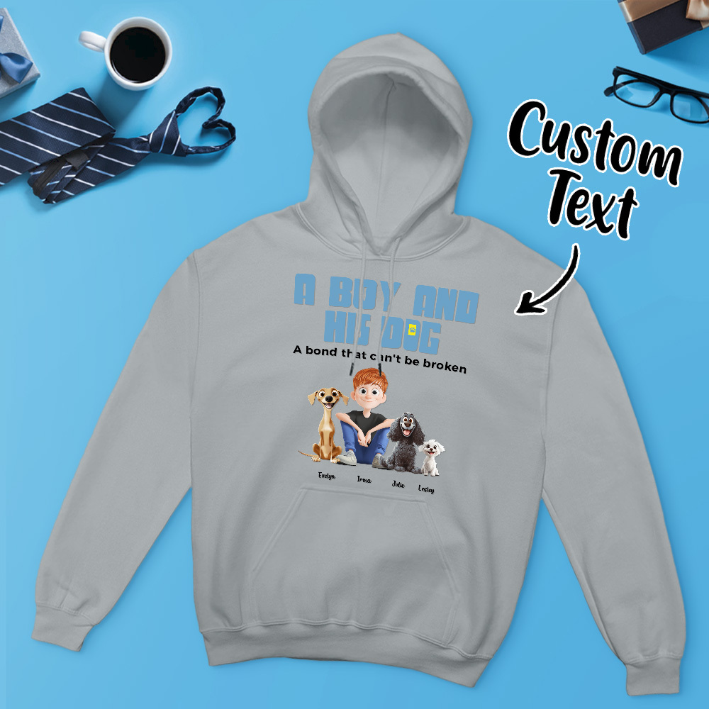 A Manand His Dogs - Personalized Cartoon Hoodie Meaningful Name Father's Day Sweatshirt - MyFaceUnderwearAU