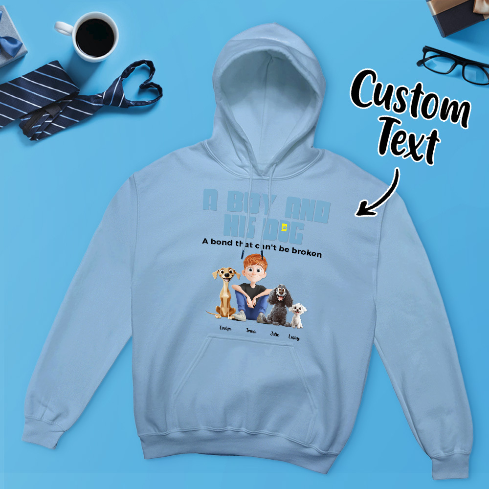 A Manand His Dogs - Personalized Cartoon Hoodie Meaningful Name Father's Day Sweatshirt - MyFaceUnderwearAU